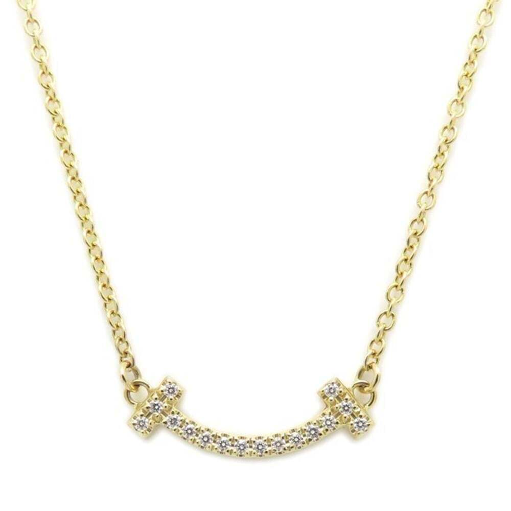 TIFFANY&Co. Tiffany T Smile Necklace Mini Diamond 18K Yellow Gold Women's 295313 - Picture 2 of 8